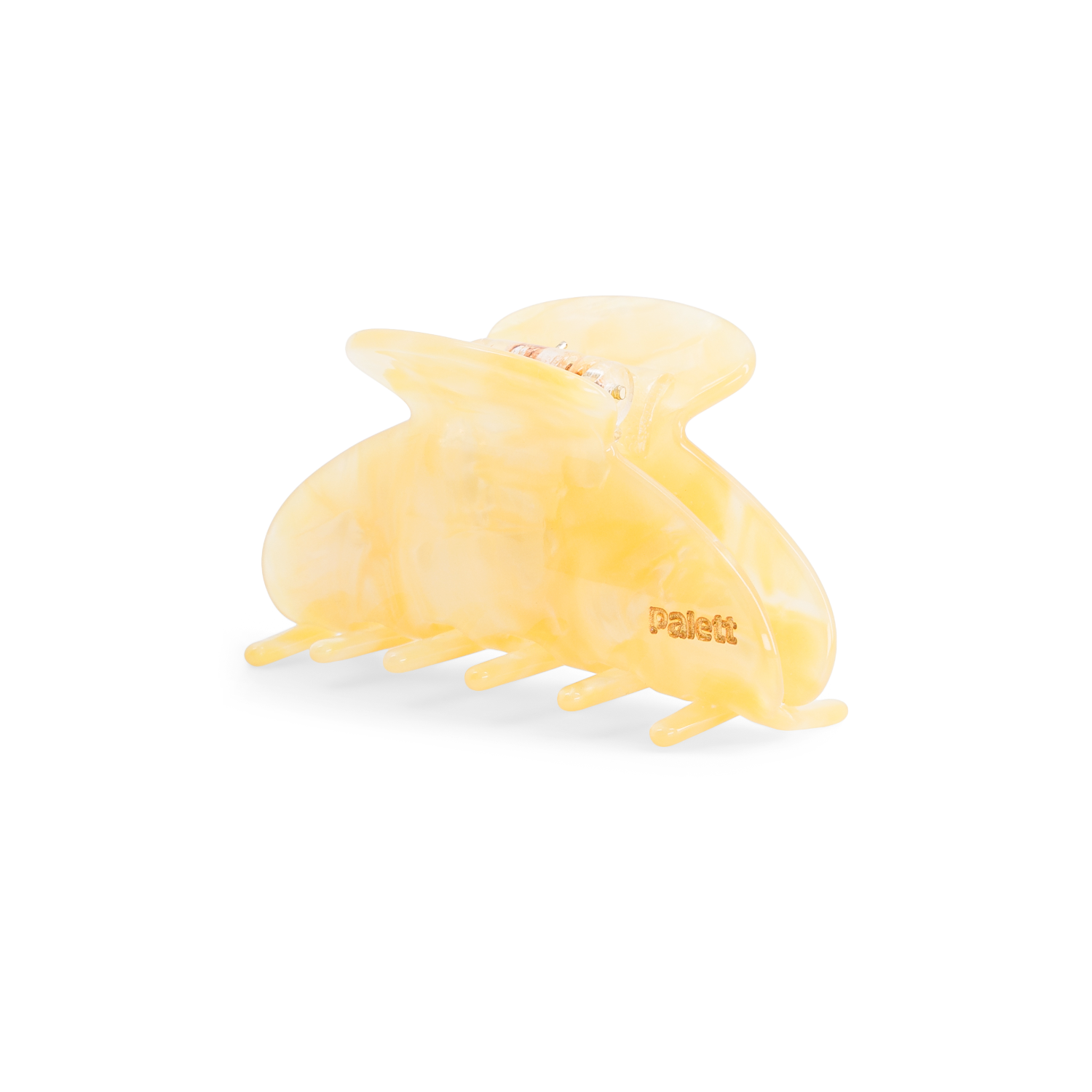 Pince à cheveux jaune en acétate, coloris Citron, vue de profil
